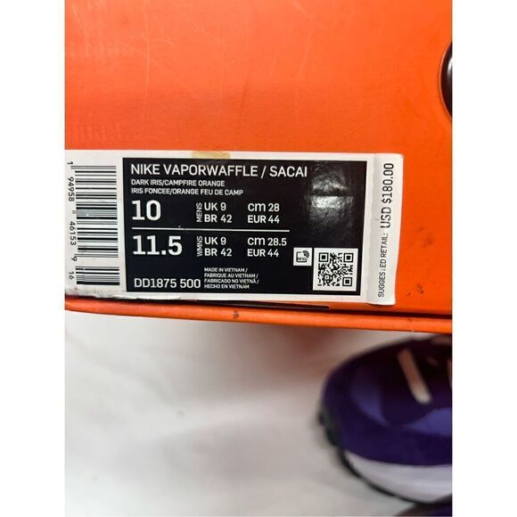 CLEAN Sacai x‎ Nike VaporWaffle Dark Iris - Size 10 - DD1875 500 Original box - Picture 6 of 6